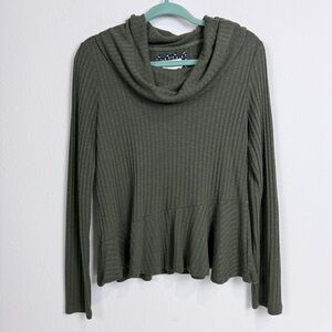 Maeve Forest Green Ribbed Cowl Neck Blouse M